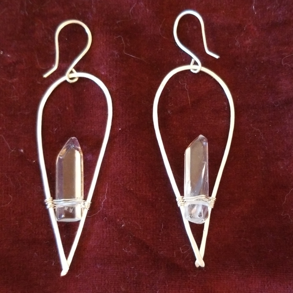 Quartz crystal drop earrings